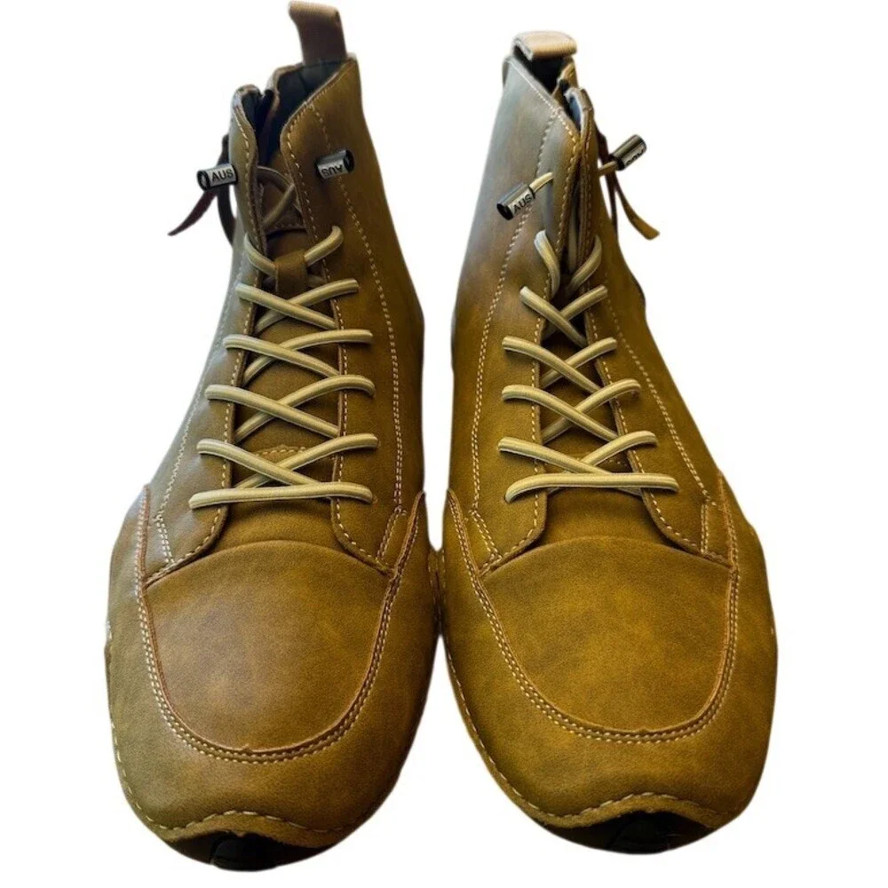 Salkin Men's Brown Suede Chukka Ankle Boots Lace Up Side Zip Size 13 EU 47